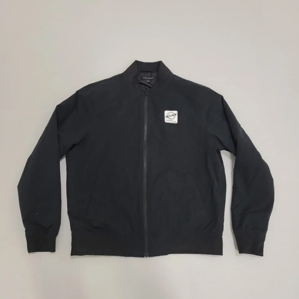 Vintage Banana Republic Bomber Jacket Mens, M Medium, Black Nylon, Full Zip Logo